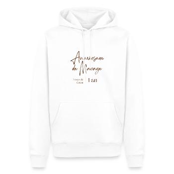 Anniversaire de mariage noce de coton 1 ans - Sweat à capuche Premium bio Homme - blanc - Devant - Nico (187cm)