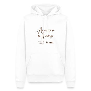 Anniversaire de mariage 6 ans cadeau personnalisé - Sweat à capuche Premium bio Homme - blanc - Devant - Nico (187cm)