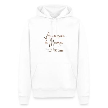 Anniversaire de mariage 10 ans cadeau personnalisé - Sweat à capuche Premium bio Homme - blanc - Devant - Nico (187cm)