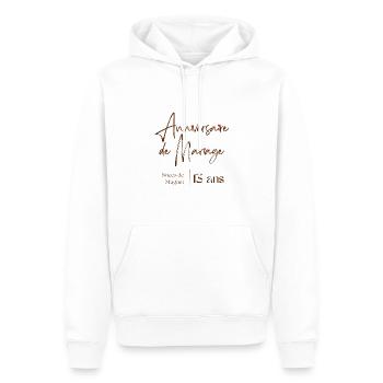 Anniversaire de mariage 13 ans cadeau personnalisé - Sweat à capuche Premium bio Homme - blanc - Devant - Nico (187cm)