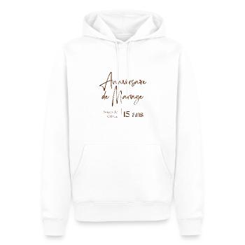 Anniversaire de mariage Noces de Cristal15 ans - Sweat à capuche Premium bio Homme - blanc - Devant - Nico (187cm)