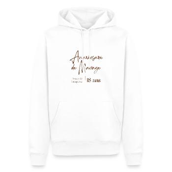 18 ans Anniversaire de mariage noce de Turquoise - Sweat à capuche Premium bio Homme - blanc - Devant - Nico (187cm)