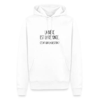 la bière est la réponse - Sweat à capuche Premium bio Homme - blanc - Devant - Nico (187cm)