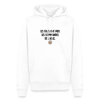 les fous ont pris les commandes de l'asile - Sweat à capuche Premium bio Homme - blanc - Devant - Nico (187cm)