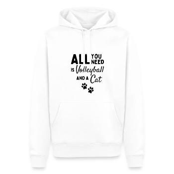 Tout ce dont vous avez besoin est du volley-ball et un chat. - Sweat à capuche Premium bio Homme - blanc - Devant - Nico (187cm)