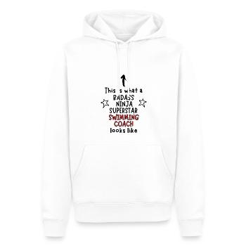 C’est ce qu’un Badass, Ninja, Superstar, Natation - Sweat à capuche Premium bio Homme - blanc - Devant - Nico (187cm)