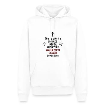 Badass, Ninja, Superstar, Entraîneur de water-polo - Sweat à capuche Premium bio Homme - blanc - Devant - Nico (187cm)