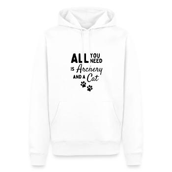 Alles, was Sie brauchen, ist Bogenschießen und eine Katze - Männer Premium Bio Hoodie - Weiß - Vorne - Nico (187cm)