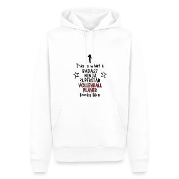 Badass, Ninja, Superstar, Volleyballspieler - Männer Premium Bio Hoodie - Weiß - Vorne - Nico (187cm)