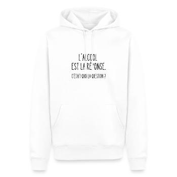 l'alcool est la réponse - Sweat à capuche Premium bio Homme - blanc - Devant - Nico (187cm)