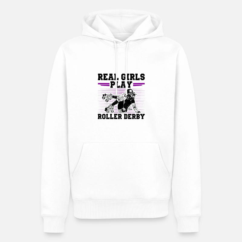 Roller Derby Mädchen - Männer Premium Bio Hoodie - Weiß