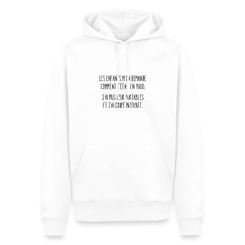 comment c'était en 1980 - Sweat à capuche Premium bio Homme - blanc - Devant - Nico (187cm)