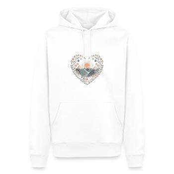 Herz Natur Berge Blumen Sonnenaufgang - Männer Premium Bio Hoodie - Weiß - Vorne - Nico (187cm)