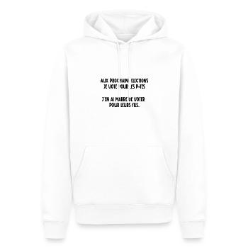 aux prochaine élections - Sweat à capuche Premium bio Homme - blanc - Devant - Nico (187cm)