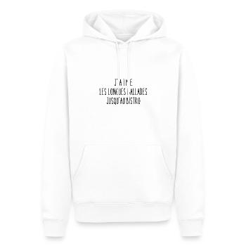 j'aime les longues ballades jusqu'au bistro - Sweat à capuche Premium bio Homme - blanc - Devant - Nico (187cm)