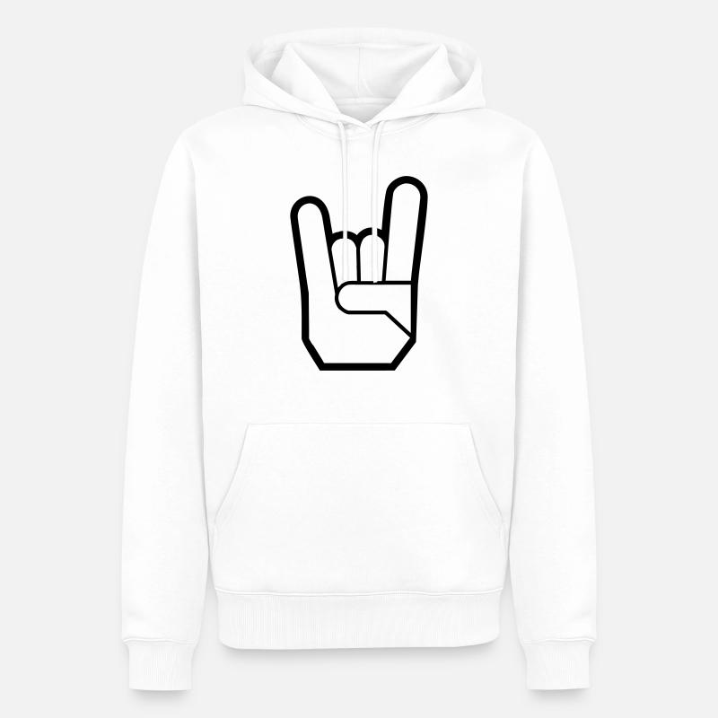 Rock Hand Pommesgabel Devilhand - Männer Premium Bio Hoodie - Weiß