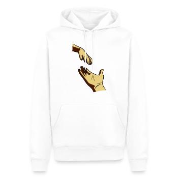 Provide rich hand - Men’s Premium Organic Hoodie - white - Front - Nico (187cm)