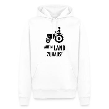 Auf'm Land zuhaus! (Bauer Mit Trecker) - Männer Premium Bio Hoodie - Weiß - Vorne - Nico (187cm)