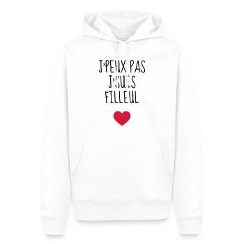Filleul / Filleule / Parrain / Marraine / Bébé - Sweat à capuche Premium bio Homme - blanc - Devant - Nico (187cm)