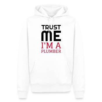 Plombier / Plomberie / Travail / Métier / Job - Sweat à capuche Premium bio Homme - blanc - Devant - Nico (187cm)
