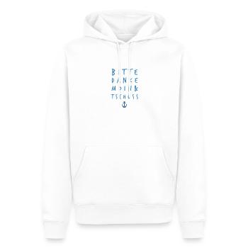 Bitte - Danke - Moin - Tschüss - Männer Premium Bio Hoodie - Weiß - Vorne - Nico (187cm)
