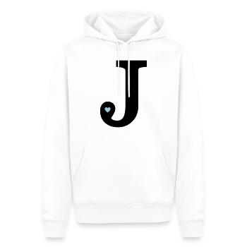 Lettre J initiale - Sweat à capuche Premium bio Homme - blanc - Devant - Nico (187cm)