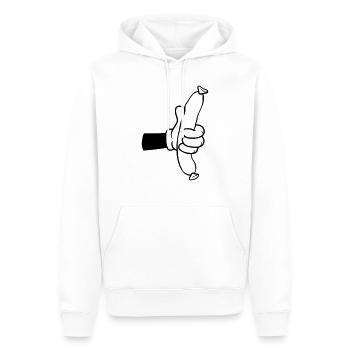 Wurst Comic Hand BBQ - Männer Premium Bio Hoodie - Weiß - Vorne - Nico (187cm)