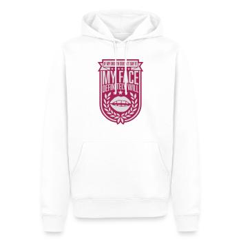 my face definitely will - Männer Premium Bio Hoodie - Weiß - Vorne - Nico (187cm)