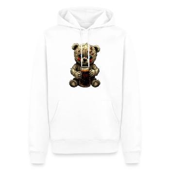 Guseliger Teddy mit Bier - Männer Premium Bio Hoodie - Weiß - Vorne - Nico (187cm)