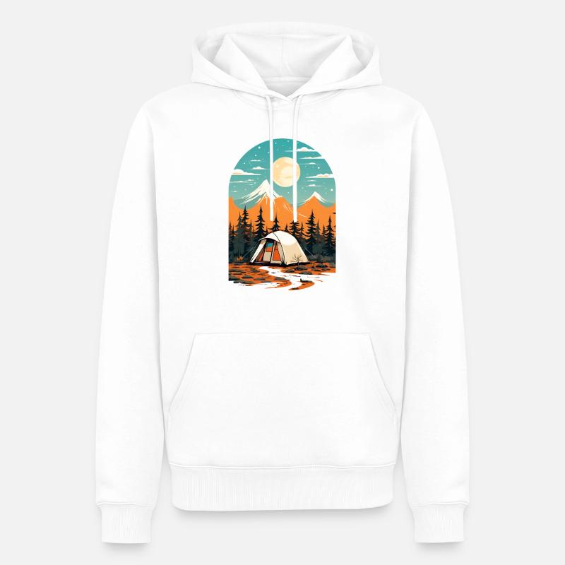 Conception de camping rétro - Sweat à capuche Premium bio Homme - blanc