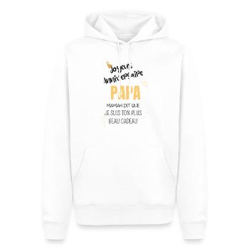 Joyeux anniversaire Papa - Sweat à capuche Premium bio Homme - blanc - Devant - Nico (187cm)