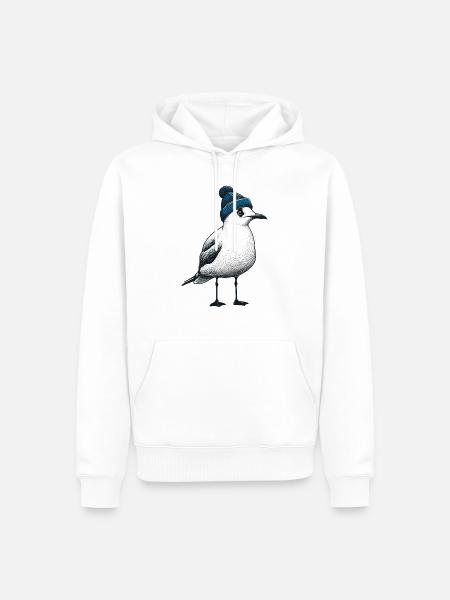 Nordsee Hafen Moin Möwe Mütze Beanie blau - Männer Premium Bio Hoodie - Weiß