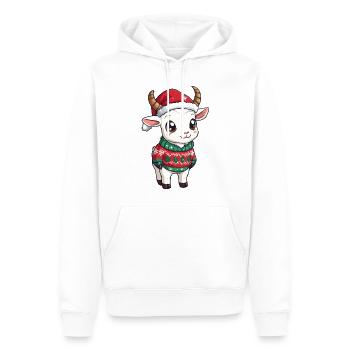 Noël de la chèvre de montagne - Sweat à capuche Premium bio Homme - blanc - Devant - Nico (187cm)