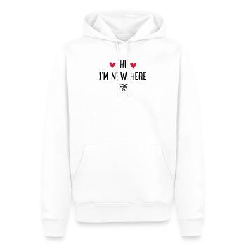 NEWHEREBABY - Sweat à capuche Premium bio Homme - blanc - Devant - Nico (187cm)