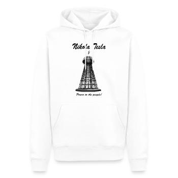 tesla 3 - Men’s Premium Organic Hoodie - white - Front - Nico (187cm)