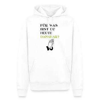 Dankbar beten Dank Geschenk Hände Slogan Spruch - Männer Premium Bio Hoodie - Weiß - Vorne - Nico (187cm)