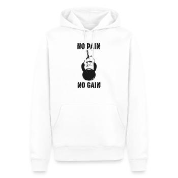 Fitness cool Kettlebell no pain no gain cadeau - Sweat à capuche Premium bio Homme - blanc - Devant - Nico (187cm)
