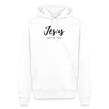 Jesus loves you - Männer Premium Bio Hoodie - Weiß - Vorne - Nico (187cm)