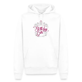 Birthday Girl Tiara Script - Men’s Premium Organic Hoodie - white - Front - Nico (187cm)