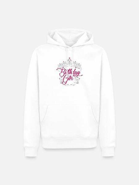 Birthday Girl Tiara Script - Men’s Premium Organic Hoodie - white