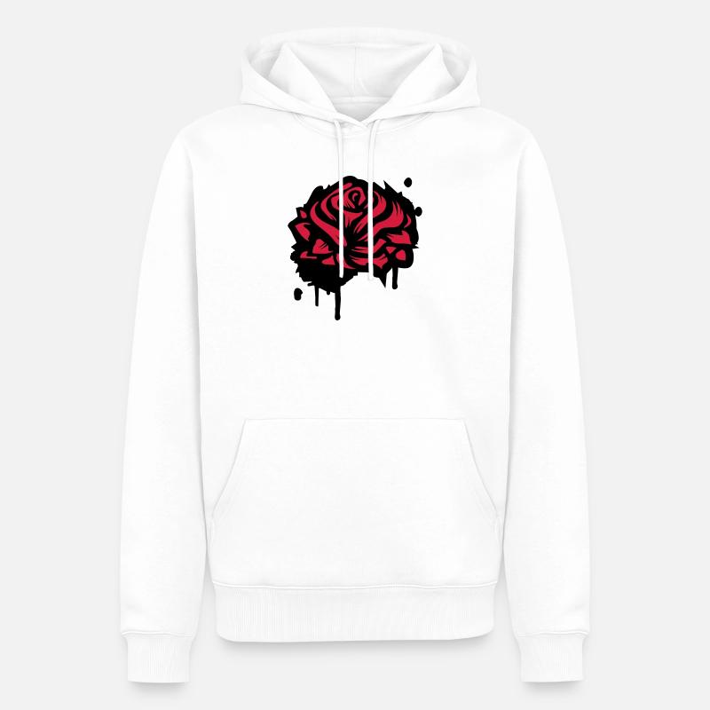 Une rose comme un graffiti - Sweat à capuche Premium bio Homme - blanc