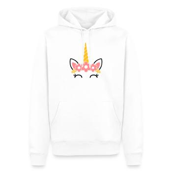 Reine des fleurs : la majestueuse licorne - Sweat à capuche Premium bio Homme - blanc - Devant - Nico (187cm)