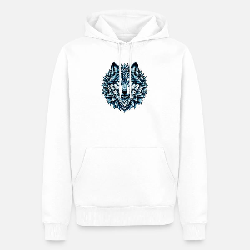 Wolf - Männer Premium Bio Hoodie - Weiß