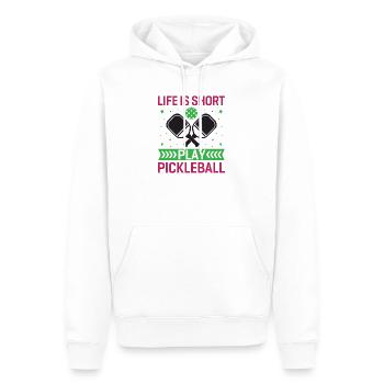 Das Leben ist kurz, spielen Sie Pickleball - Männer Premium Bio Hoodie - Weiß - Vorne - Nico (187cm)
