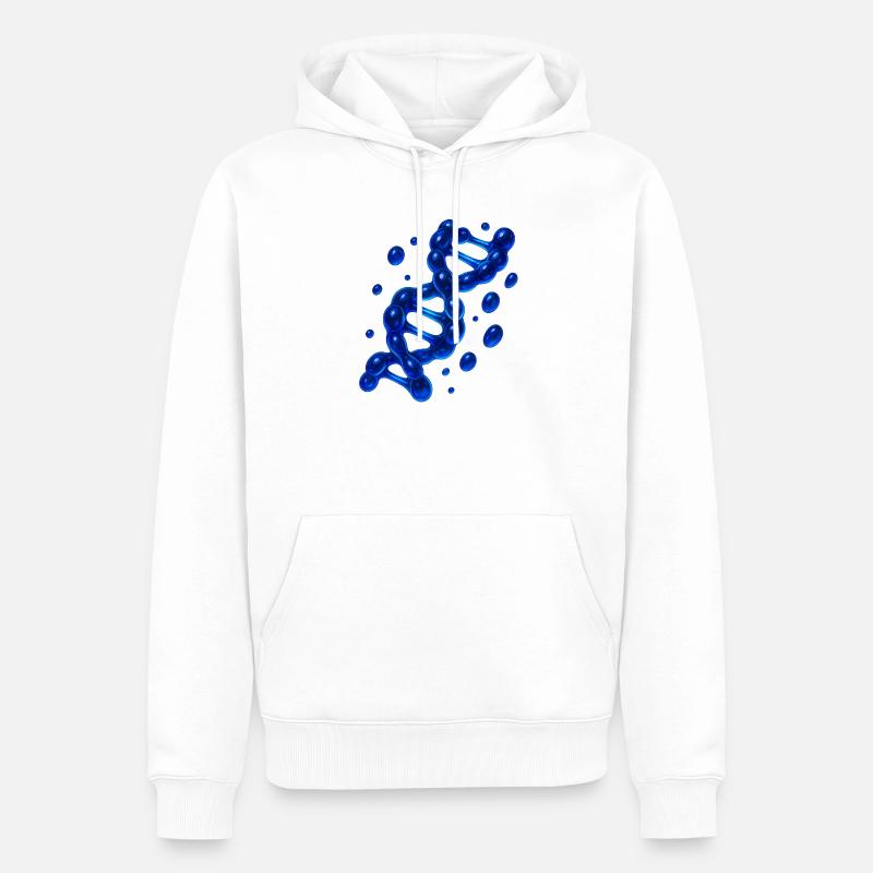 Molécule d’hélice d’ADN 3D Bleu - Sweat à capuche Premium bio Homme - blanc