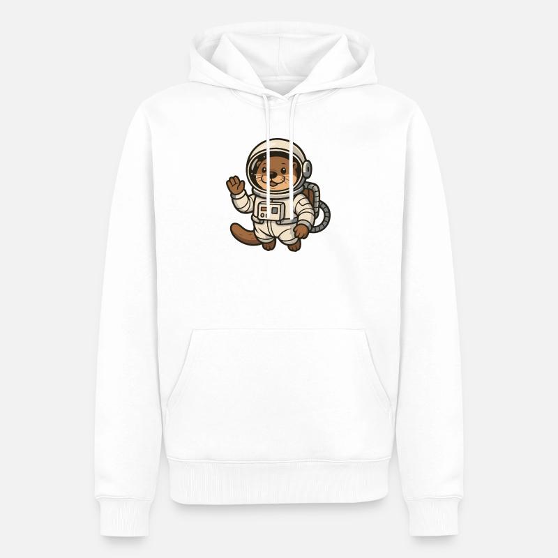 Loutre de l'espace avec combinaison spatiale - Sweat à capuche Premium bio Homme - blanc