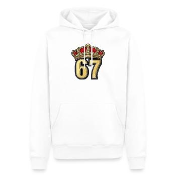 67 Zahl Krone - Männer Premium Bio Hoodie - Weiß - Vorne - Nico (187cm)