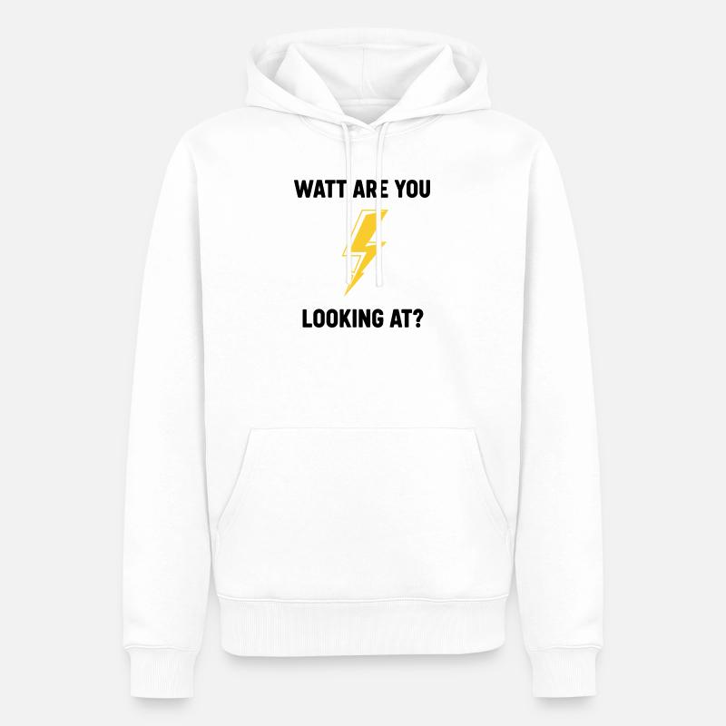 Watt Regardez-vous la conception du boulon - Sweat à capuche Premium bio Homme - blanc
