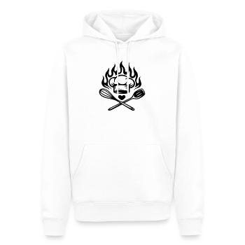 Kochen mit Herz und Flamme - Küchenliebe - Männer Premium Bio Hoodie - Weiß - Vorne - Nico (187cm)
