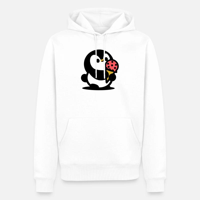Kleiner Pinguin mit Eis - Männer Premium Bio Hoodie - Weiß